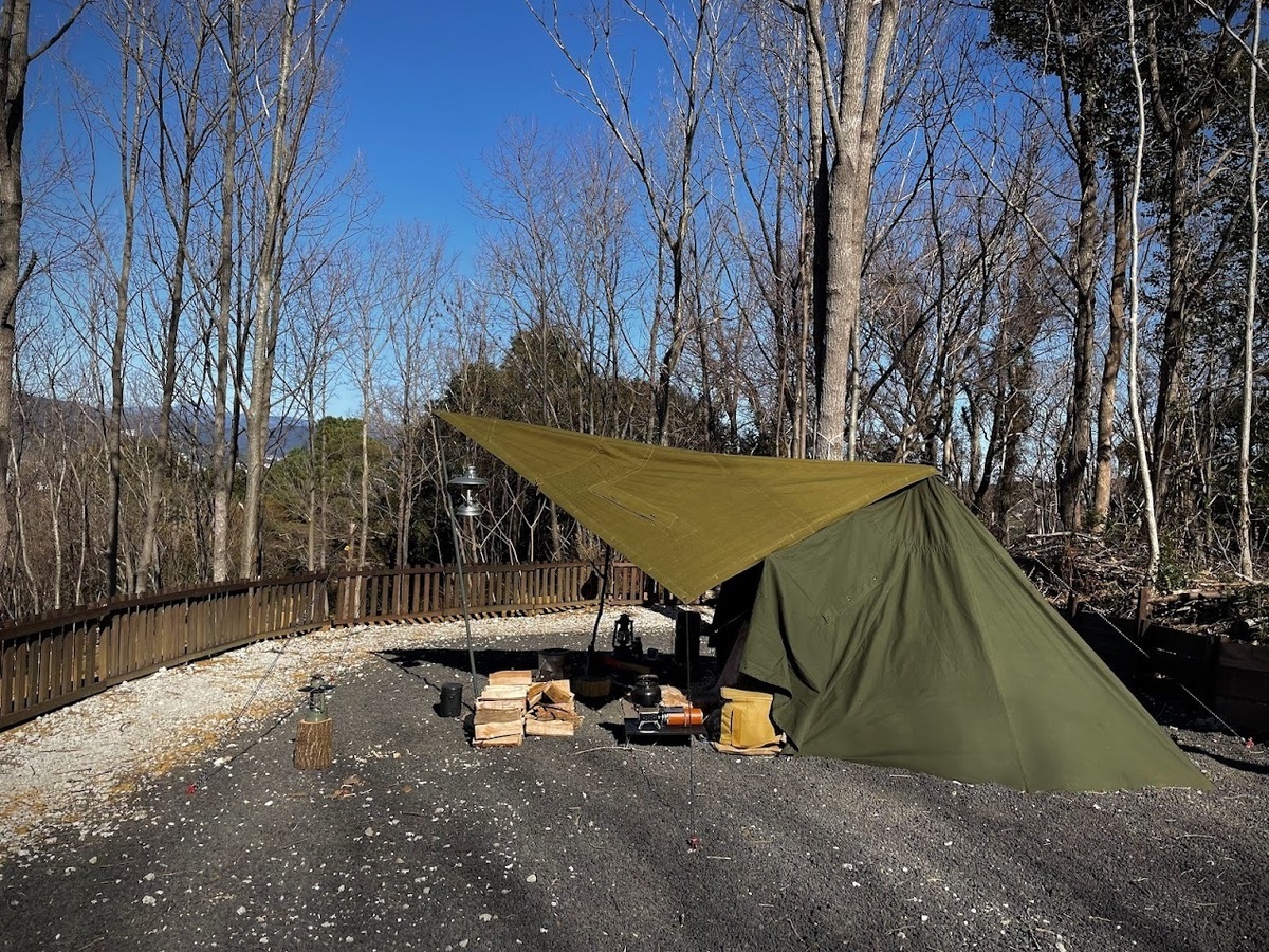 林間サイトのテント
